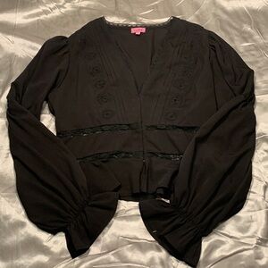 🌹 Francesca’s “Miami for francesca’s” Black Long Sleeve  Button up Shirt
